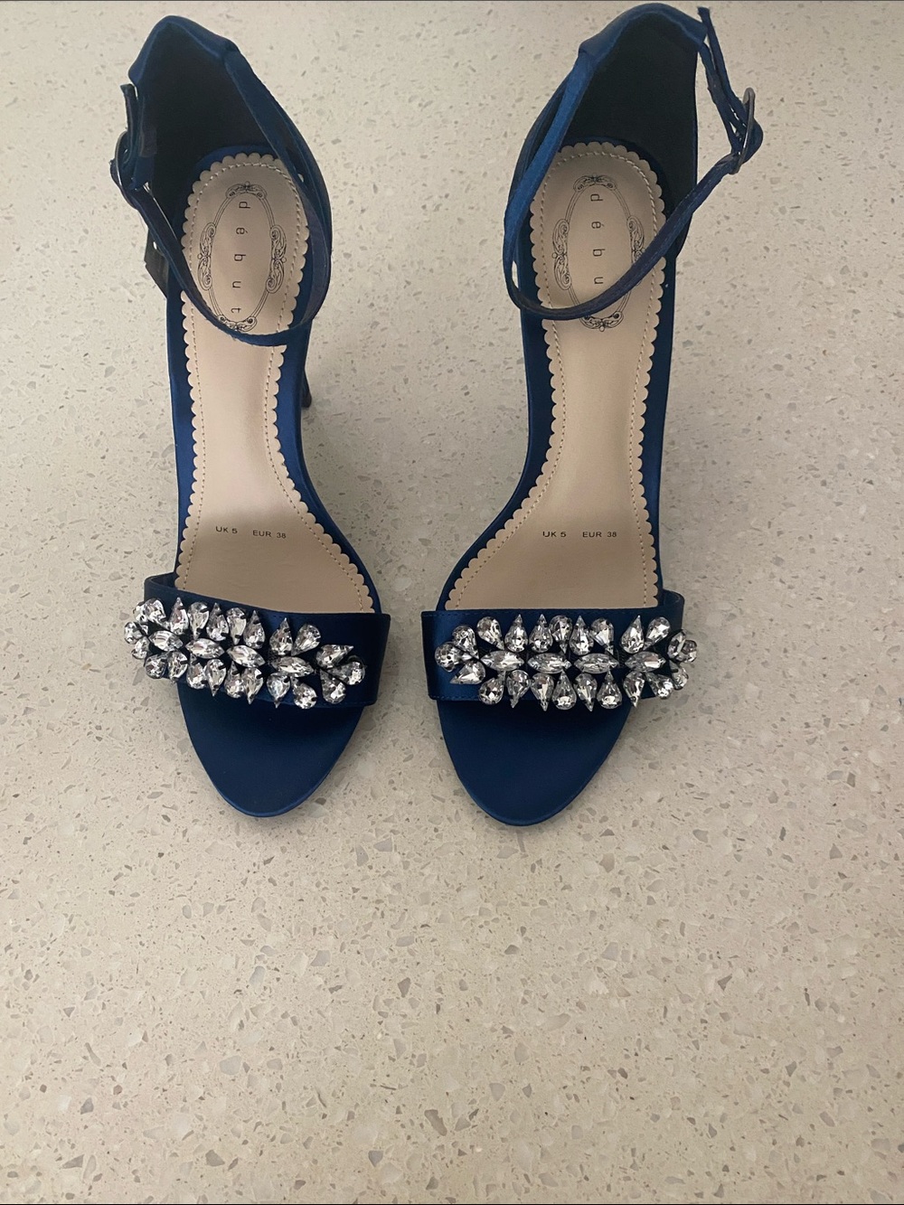 Debut Navy Heels with Crystal Accents